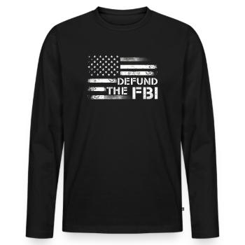 Defund the FBI Anti-Government Political American - Men's Premium Organic Long Sleeve Shirt - black - Front - Nico (187cm)