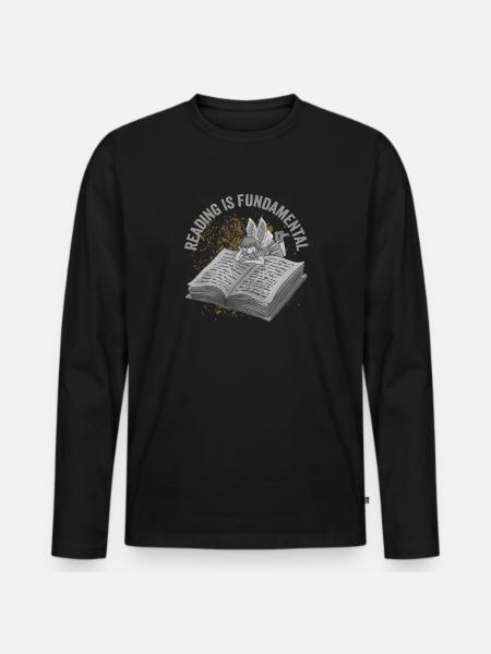 Reading Is Fundamental - Männer Premium Bio Langarmshirt - Schwarz