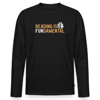 Reading Is Fundamental - Men's Premium Organic Long Sleeve Shirt - black - Front - Nico (187cm)