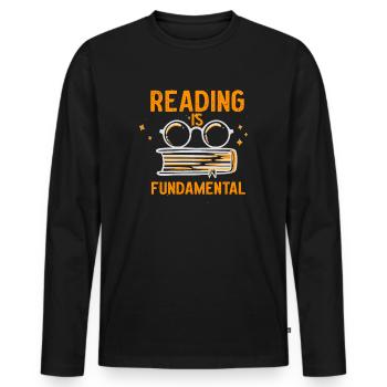 Reading Is Fundamental - Men's Premium Organic Long Sleeve Shirt - black - Front - Nico (187cm)