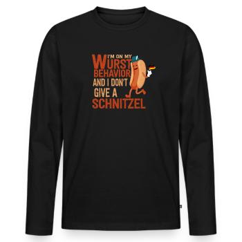 I Am On My Sausage Behavior - Men's Premium Organic Long Sleeve Shirt - black - Front - Nico (187cm)