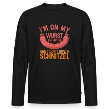 I Am On My Sausage Behavior - Men's Premium Organic Long Sleeve Shirt - black - Front - Nico (187cm)