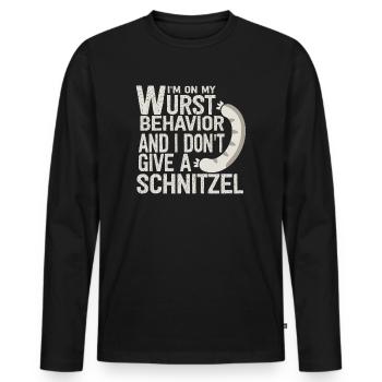 I Am On My Sausage Behavior - Men's Premium Organic Long Sleeve Shirt - black - Front - Nico (187cm)