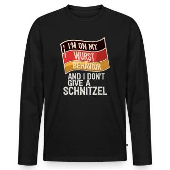 I Am On My Sausage Behavior - Men's Premium Organic Long Sleeve Shirt - black - Front - Nico (187cm)