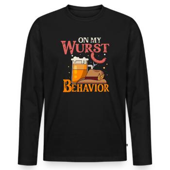 I Am On My Sausage Behavior - Men's Premium Organic Long Sleeve Shirt - black - Front - Nico (187cm)