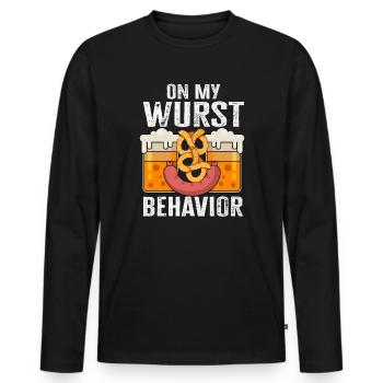 I Am On My Sausage Behavior - Men's Premium Organic Long Sleeve Shirt - black - Front - Nico (187cm)