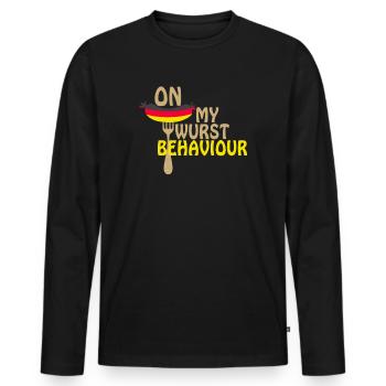 I Am On My Sausage Behavior - Men's Premium Organic Long Sleeve Shirt - black - Front - Nico (187cm)