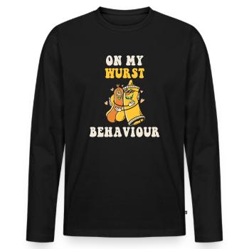 I Am On My Sausage Behavior - Men's Premium Organic Long Sleeve Shirt - black - Front - Nico (187cm)