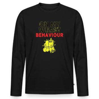 I Am On My Sausage Behavior - Men's Premium Organic Long Sleeve Shirt - black - Front - Nico (187cm)