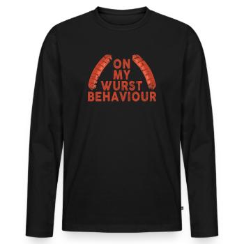 I Am On My Sausage Behavior - Men's Premium Organic Long Sleeve Shirt - black - Front - Nico (187cm)