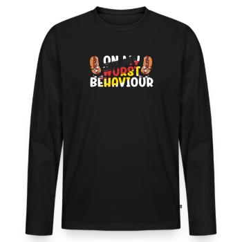 I Am On My Sausage Behavior - Men's Premium Organic Long Sleeve Shirt - black - Front - Nico (187cm)