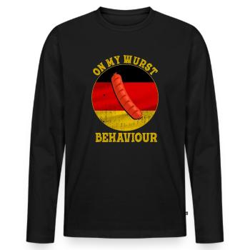 I Am On My Sausage Behavior - Men's Premium Organic Long Sleeve Shirt - black - Front - Nico (187cm)