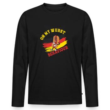 I Am On My Sausage Behavior - Men's Premium Organic Long Sleeve Shirt - black - Front - Nico (187cm)