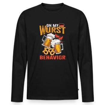 I Am On My Wurst Behavior - Männer Premium Bio Langarmshirt - Schwarz - Vorne - Nico (187cm)
