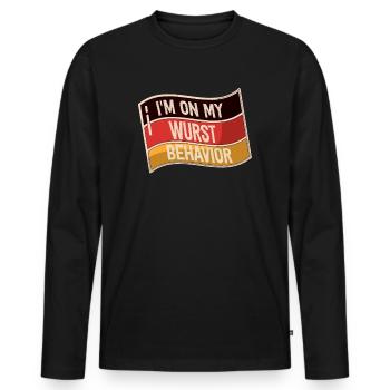 I Am On My Sausage Behavior - Men's Premium Organic Long Sleeve Shirt - black - Front - Nico (187cm)