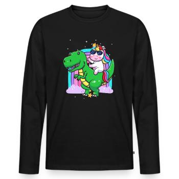 Dabbing Einhorn Reiten T Rex Jungen Mädchen Halloween - Männer Premium Bio Langarmshirt - Schwarz - Vorne - Nico (187cm)
