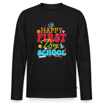 Happy First Day Of School - Men's Premium Organic Long Sleeve Shirt - black - Front - Nico (187cm)