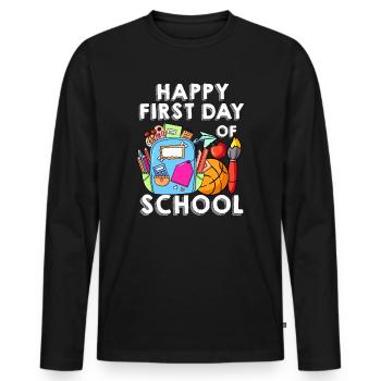 Happy First Day Of School - Men's Premium Organic Long Sleeve Shirt - black - Front - Nico (187cm)