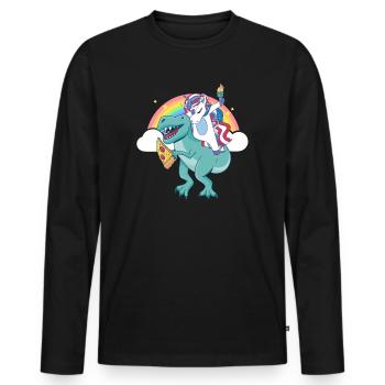 Dabbing Licorne Riding T Rex Garçons Filles Halloween - T-shirt manches longues Premium bio Homme - noir - Devant - Nico (187cm)