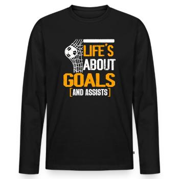 La vie est faite de buts et de passes décisives Football de futbol - T-shirt manches longues Premium bio Homme - noir - Devant - Nico (187cm)