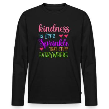 La gentillesse est gratuite, saupoudrez ce truc partout - T-shirt manches longues Premium bio Homme - noir - Devant - Nico (187cm)