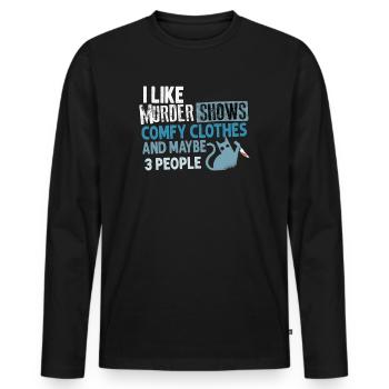 J’aime les spectacles de meurtre Vêtements confortables et 3 personnes - T-shirt manches longues Premium bio Homme - noir - Devant - Nico (187cm)