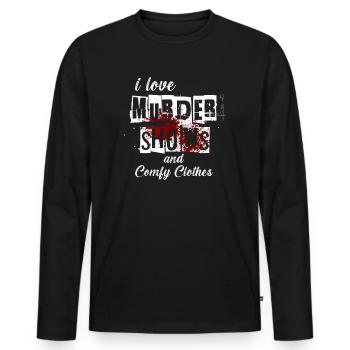 J’aime les spectacles de meurtre Vêtements confortables et 3 personnes - T-shirt manches longues Premium bio Homme - noir - Devant - Nico (187cm)
