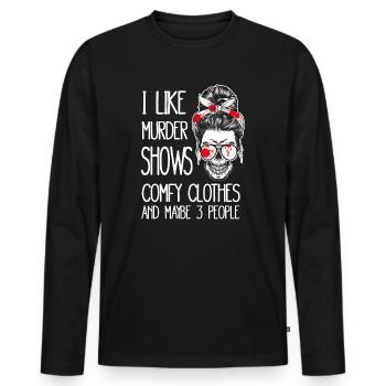 J’aime les spectacles de meurtre Vêtements confortables et 3 personnes - T-shirt manches longues Premium bio Homme - noir - Devant - Nico (187cm)