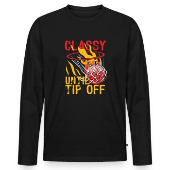 Classe jusqu’au jour du match de tipoff Basketball américain - T-shirt manches longues Premium bio Homme - noir - Devant - Nico (187cm)