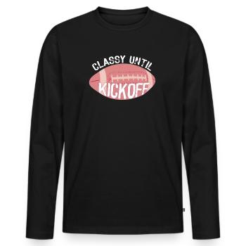Stilvoll bis zum Anpfiff Spieltag American Football - Männer Premium Bio Langarmshirt - Schwarz - Vorne - Nico (187cm)