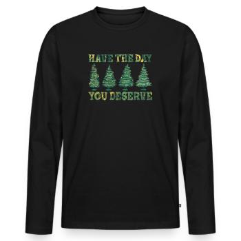Avoir le Noël que vous méritez Noël vintage - T-shirt manches longues Premium bio Homme - noir - Devant - Nico (187cm)