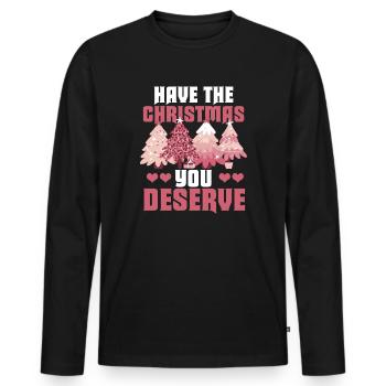 Avoir le Noël que vous méritez Noël vintage - T-shirt manches longues Premium bio Homme - noir - Devant - Nico (187cm)
