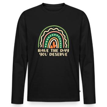 Hab den Tag, den du verdienst Cool Say Rainbow - Männer Premium Bio Langarmshirt - Schwarz - Vorne - Nico (187cm)