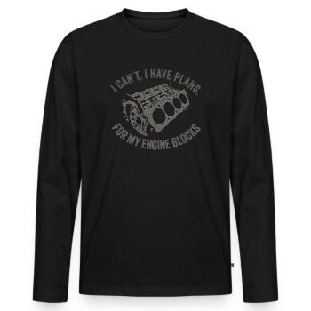 Ich kann keine Pläne für meine Motorblöcke Vintage haben - Männer Premium Bio Langarmshirt - Schwarz - Vorne - Nico (187cm)