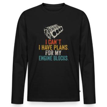Ich kann keine Pläne für meine Motorblöcke Vintage haben - Männer Premium Bio Langarmshirt - Schwarz - Vorne - Nico (187cm)