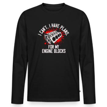 Ich kann keine Pläne für meine Motorblöcke Vintage haben - Männer Premium Bio Langarmshirt - Schwarz - Vorne - Nico (187cm)