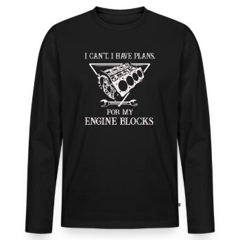 Ich kann keine Pläne für meine Motorblöcke Vintage haben - Männer Premium Bio Langarmshirt - Schwarz - Vorne - Nico (187cm)