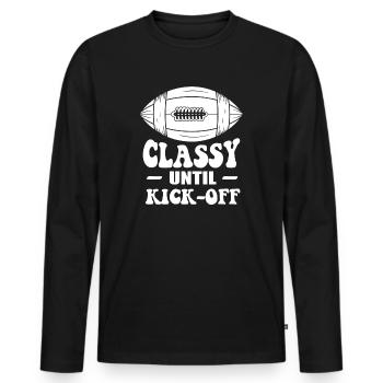 Stilvoll bis zum Anpfiff Spieltag American Football - Männer Premium Bio Langarmshirt - Schwarz - Vorne - Nico (187cm)