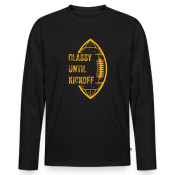 Stilvoll bis zum Anpfiff Spieltag American Football - Männer Premium Bio Langarmshirt - Schwarz - Vorne - Nico (187cm)