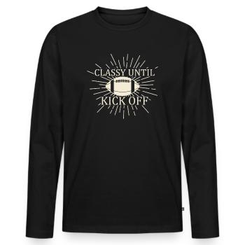 Stilvoll bis zum Anpfiff Spieltag American Football - Männer Premium Bio Langarmshirt - Schwarz - Vorne - Nico (187cm)