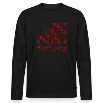 Music Literacy Matters, I Like To Eat Puppies - Men's Premium Organic Long Sleeve Shirt - black - Front - Nico (187cm)