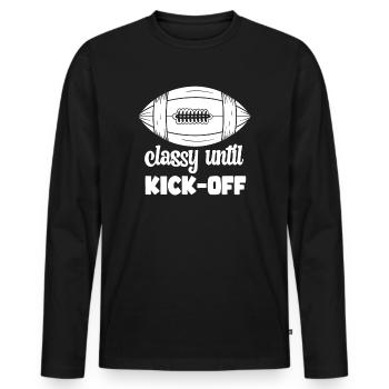 Stilvoll bis zum Anpfiff Spieltag American Football - Männer Premium Bio Langarmshirt - Schwarz - Vorne - Nico (187cm)