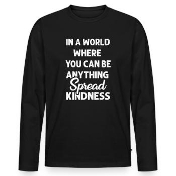 Répandre la gentillesse Pas d’intimidation Motivation Drôle - T-shirt manches longues Premium bio Homme - noir - Devant - Nico (187cm)