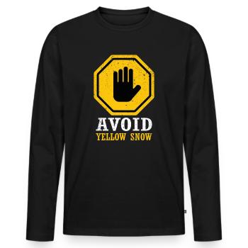 Avoid Yellow Snow Funny Snow Sports - Men's Premium Organic Long Sleeve Shirt - black - Front - Nico (187cm)
