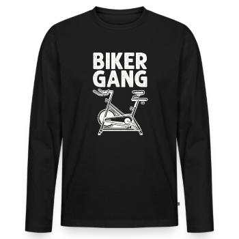 Biker-Gang - Männer Premium Bio Langarmshirt - Schwarz - Vorne - Nico (187cm)