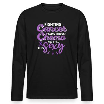 Cancer Fighter Inspirational Quote Men Women Chemo - Men's Premium Organic Long Sleeve Shirt - black - Front - Nico (187cm)