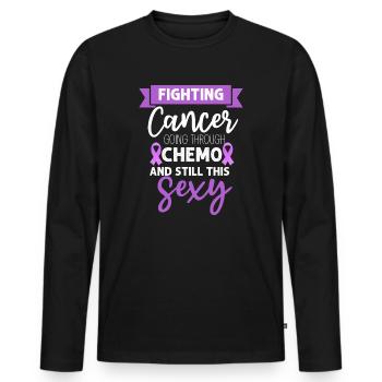 Cancer Fighter Inspirational Quote Men Women Chemo - Men's Premium Organic Long Sleeve Shirt - black - Front - Nico (187cm)