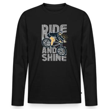 Ride And Shine - Fahrräder Mountainbike Herren Damen - Männer Premium Bio Langarmshirt - Schwarz - Vorne - Nico (187cm)