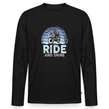 Ride And Shine - Vélos VTT Hommes Femmes - T-shirt manches longues Premium bio Homme - noir - Devant - Nico (187cm)
