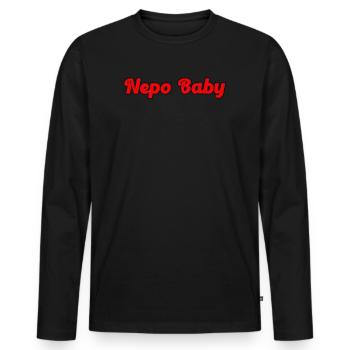 Népotisme Nepo Bébé - T-shirt manches longues Premium bio Homme - noir - Devant - Nico (187cm)